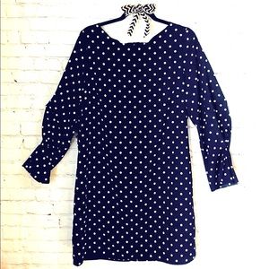 Banana Republic Navy Polka Dot Dress with Bell Sleeves - Size 14 - No stretch